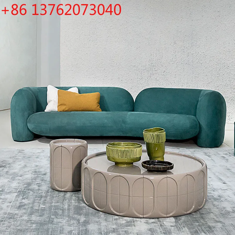 طاولة قهوة مستديرة فاخرة خفيفة إيطالية حديثة وبسيطة لغرفة المعيشة طاولة شاي حجرية فاخرة ومبتكرة #1