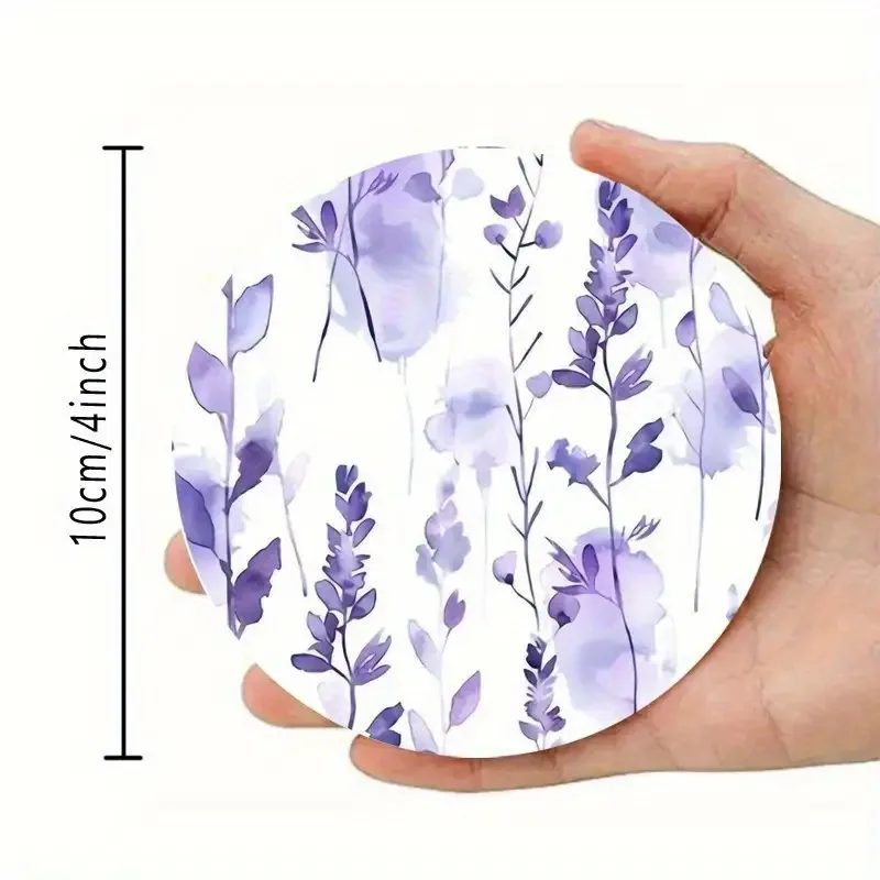 Purple Flower-Shaped 2D Wooden Coasters Set of 4 Home Tabletop Heat-Resistant Decorative Housewarming Gift