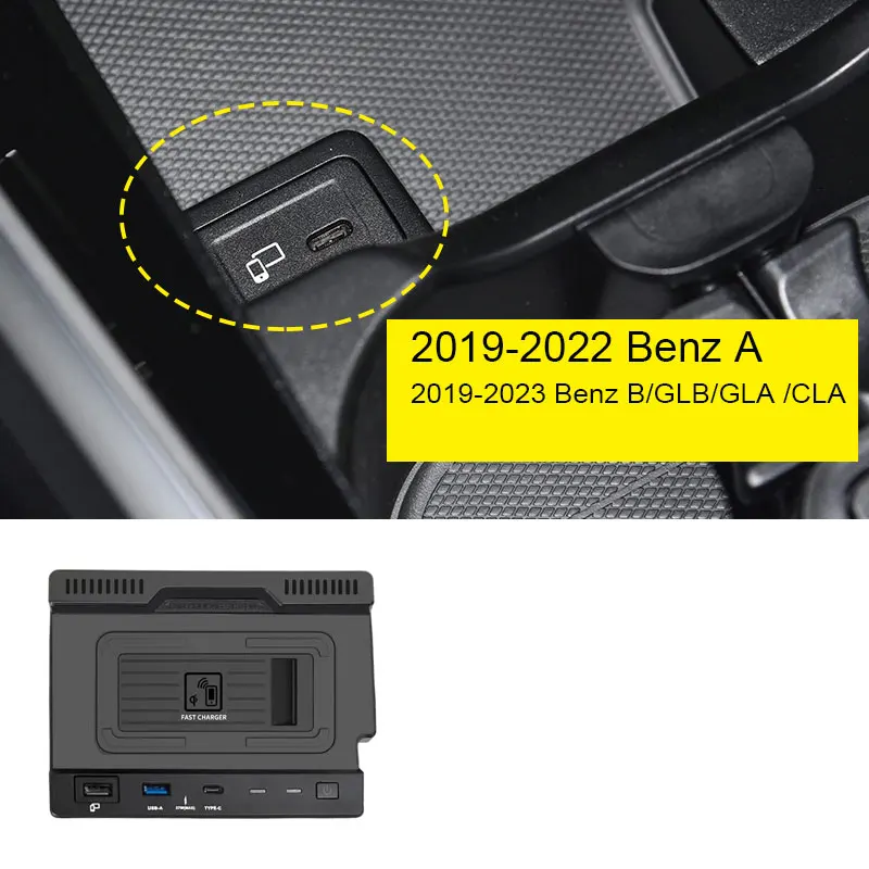 Car Wireless Charger For Mercedes Benz AMG A35L A200 /B/GLB CLA/GLA Charger AMG  W177 W247 X247 Phone Holder Fast Charging Plate