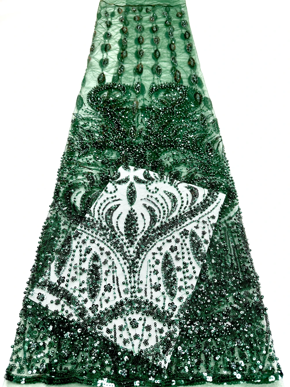 

Luxury African Lace Fabric 2025 High Quality Sequins Beads Lace Fabrics For Nigerian Wedding French Tulle Lace Fabric
