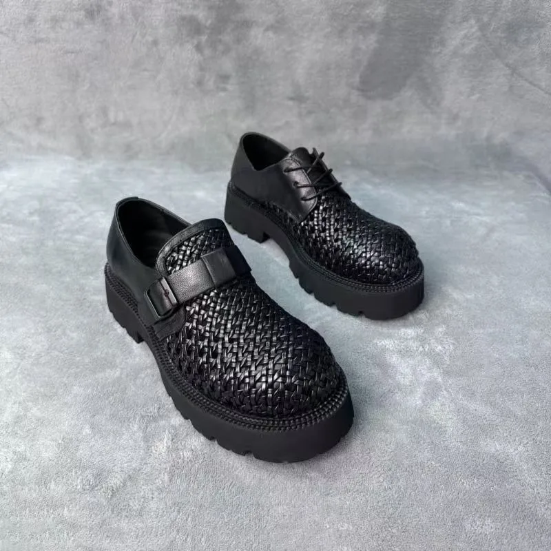 

Новая мужская повседневная обувь, дышащая модная обувь ручной работы на толстой подошве для банкета и вечеринки, парикмахера