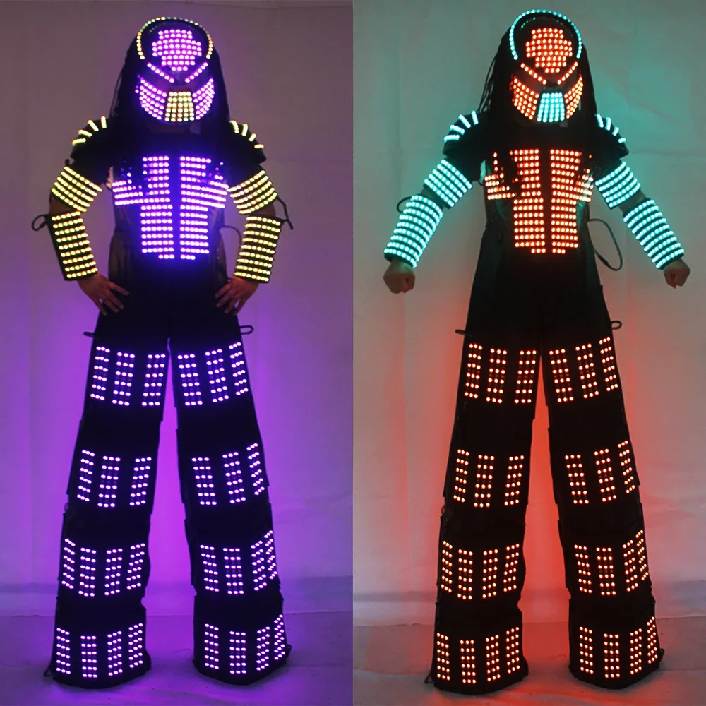 

Led Predator Costume Rave Outfit Luminous Suits Clothing Hora Loca Party Abiti raje LED Robot Costume led Clothes Stilts Walker