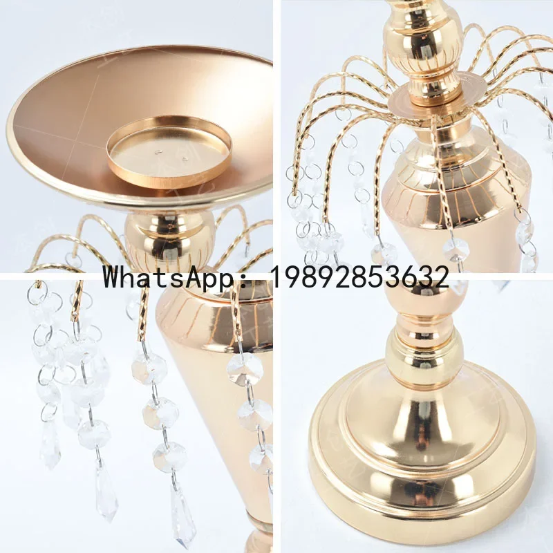 

x-14 light luxury crystal wedding props home decoration gold candlestick metal handicraft ornament