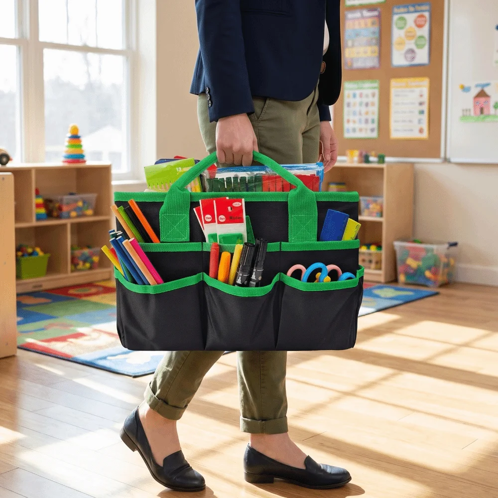5 Colors Multifunctional Partition Storage Bag Oxford Large Capacity Teacher Portable Bag Organizer Tote Pouch