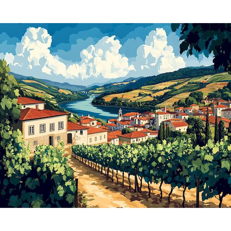 GATYZTORY Paint By Numbers Unique Gift Canvas Painting Village Scenery Classic Crafts Diy Making Kits Coloring By Numbers