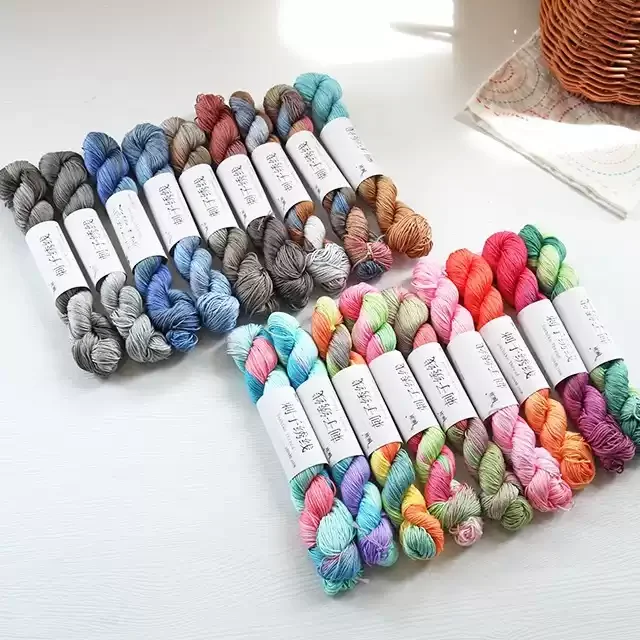 6 strands 100m gradient segment-dyed sashiko embroidery thread handmade DIY tea mat insulation pad embroidery sashiko thread