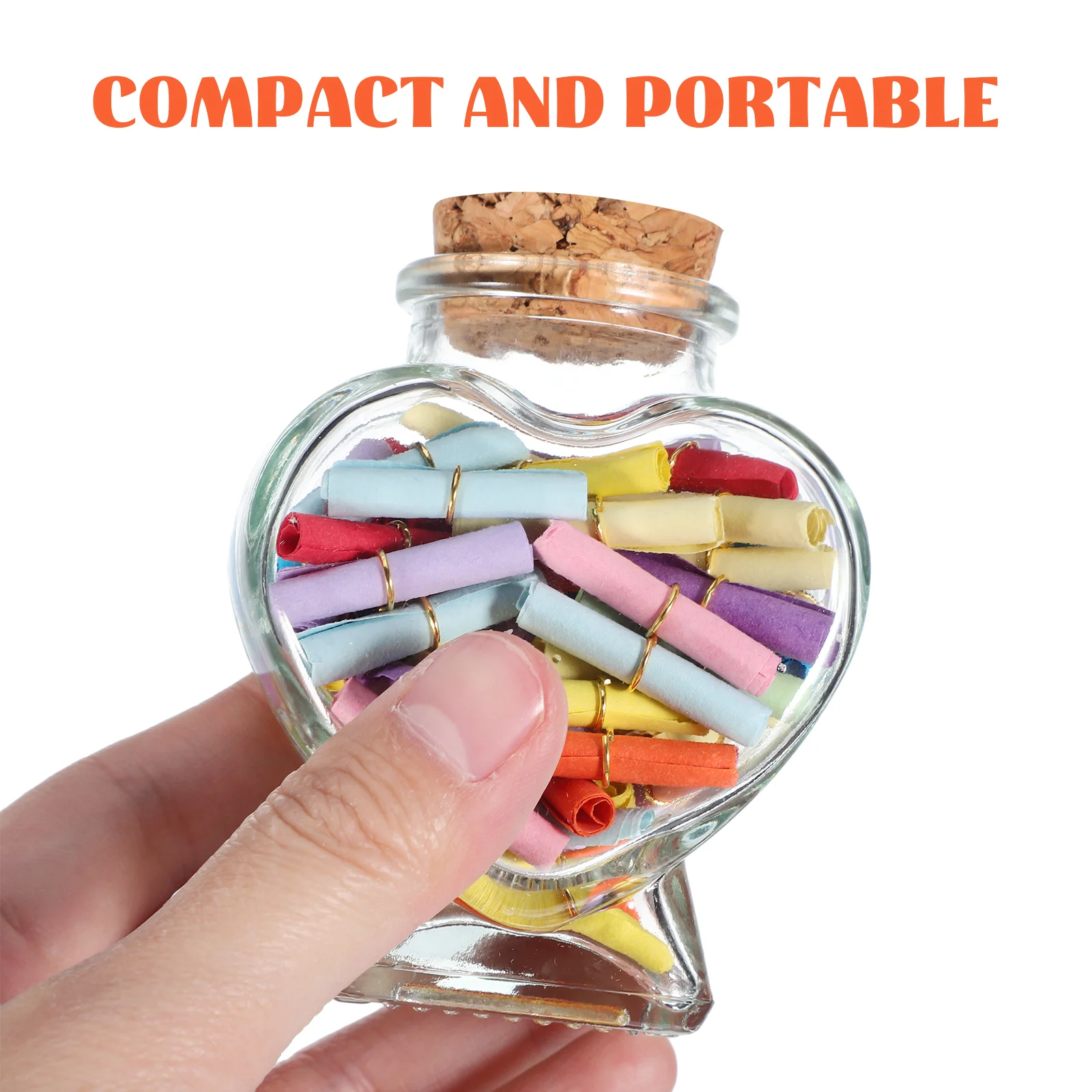 2 Pcs 50ml Heart Shaped Glass Bottles Clear Corked Containers Wishing Jars Photo Props Multi Purpose Decorative Items