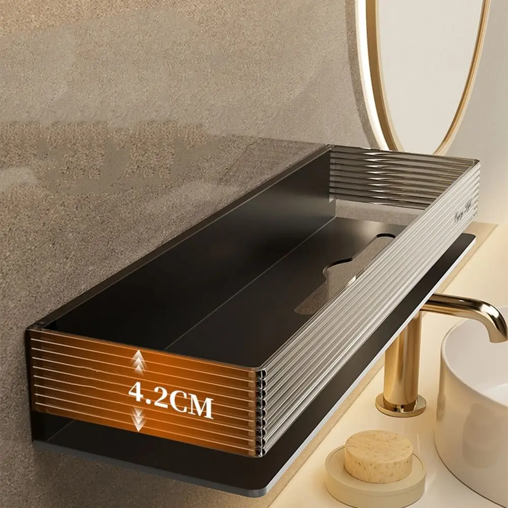 Rack de armazenamento de parede de plástico montado na parede retangular shampoo rack de armazenamento economia de espaço drenável prateleira de armazenamento do banheiro