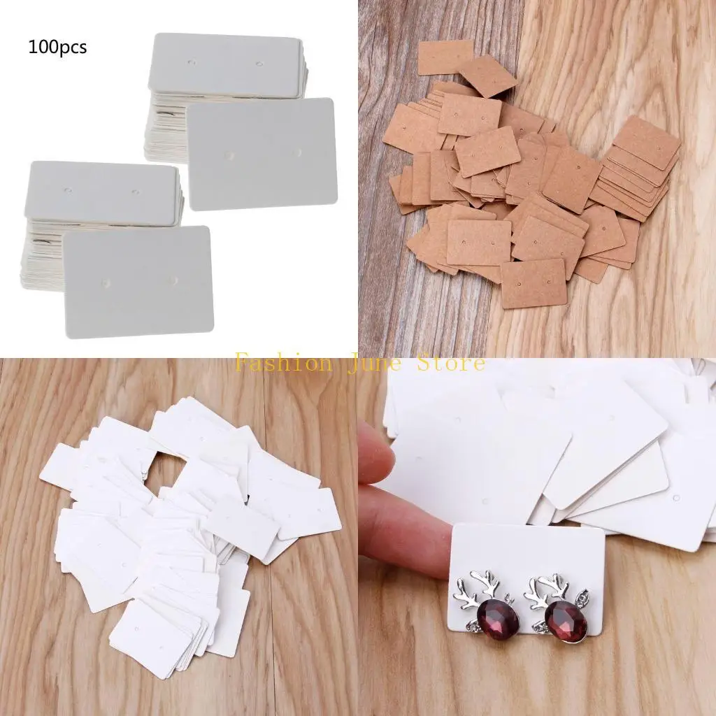 

N5KA 100 Pcs Earrings Gift Tags Kraft Paper Rectangle Tags for Arts Craft Luggage Label Weddings Valentines & Christmas
