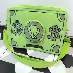 Cartoon Laptop Backpack, Shoulder Crossbody Bag, Lightweight Briefcases, Bolsa, Pad, Computador, Tablet, Money Symbol, 11 