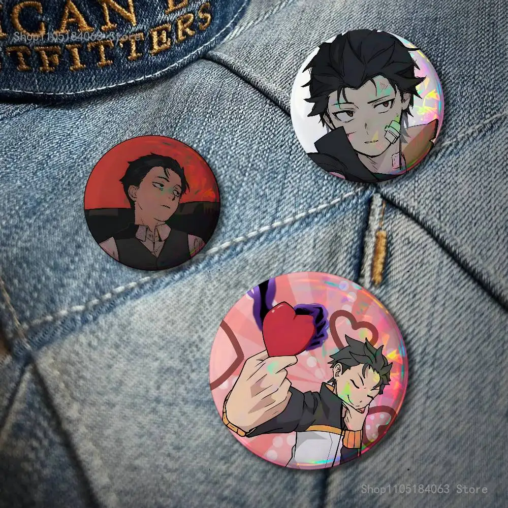 R-Re0 Natsuki-S Subaru Anime Enamel Pin Badge Cartoon Round Brooch Accessories on Backpack Gifts