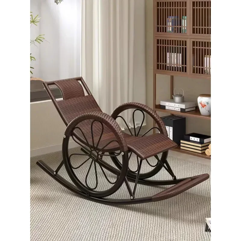 Rocker chair, adult lounge chair, lazy person rocking chair, rattan weaving balcony, living room, household leisure rattan chair