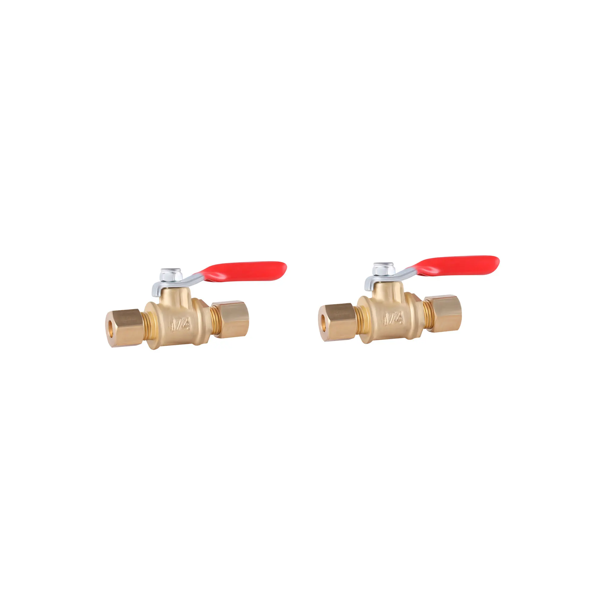 2 pcs 1/4 inch Compression Fitting Lead-Free Brass Mini Ball Valve Shut Off Switch 1/4 inch Compression