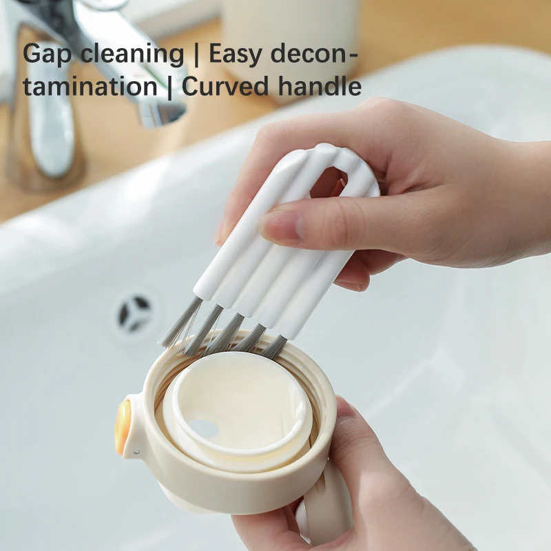 Multifunctional Cup Lid Brush Crevice Cleaning Tool Hanging Gadget for Home CleaningBrush Curved Handle Cleaning Brush