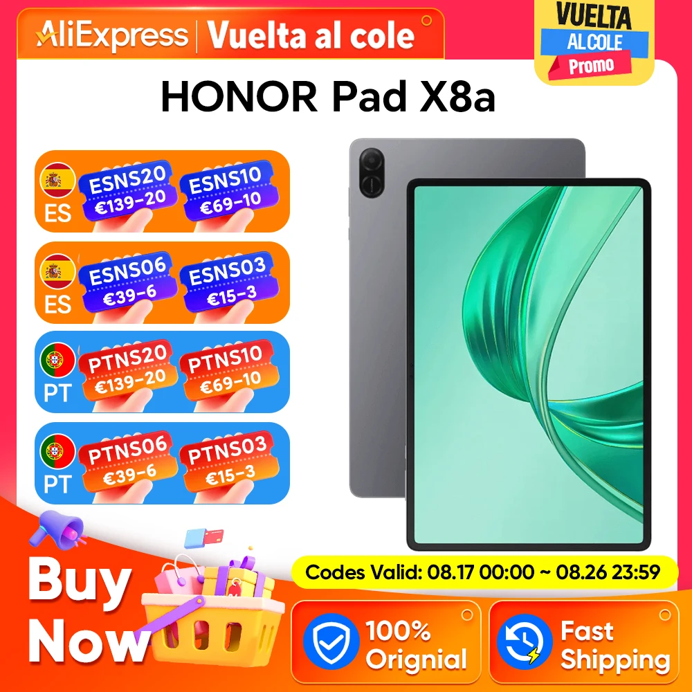 HONOR Pad X8a,Tablet versión europea, pantalla de 11 pulgadas con alta frecuencia de actualización y protección ocular, batería de 8300 mAh, altavoces cuádruples de gran amplitud.
