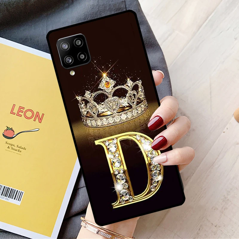 Letter Monogram Gold Marble Case For Samsung Galaxy A53 A33 A13 A12 A22 A32 A42 A52 A50 A51 A71 A14 A24 A34 A54 Cover