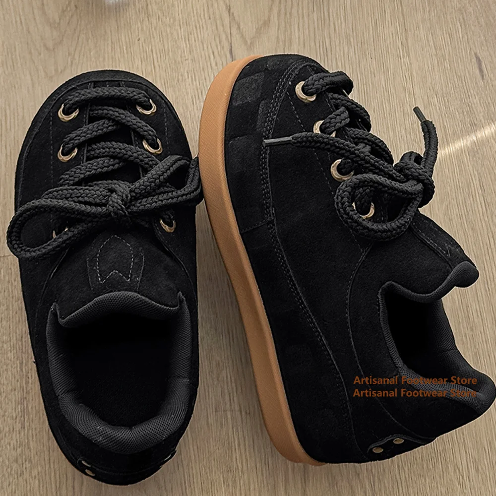 

Thick-Soled Height-Increasing Men's Shoes Black/khaki Suede Derby Shoes Trendy Handmade Luxury Outdoor Males Board Shoes