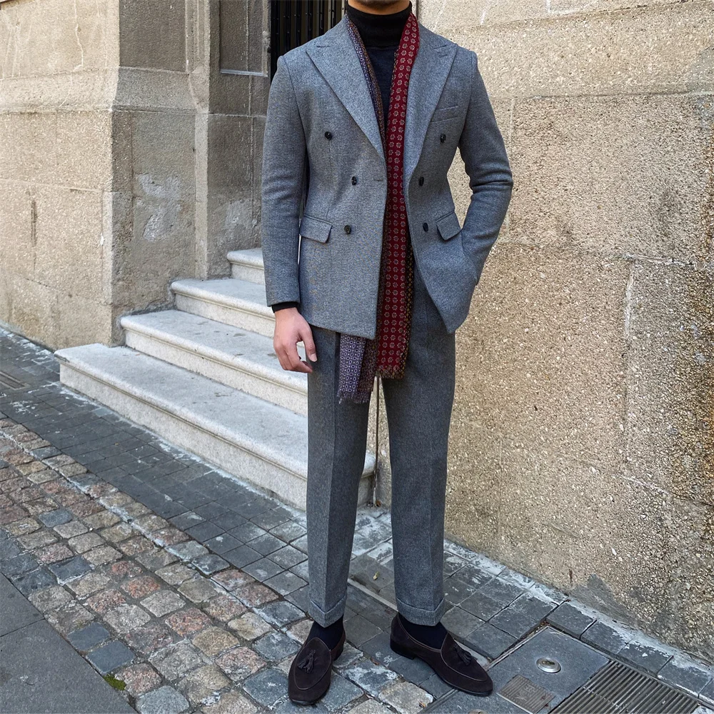 Top Quality Wedding Suit For Men Business Formal Casual Double Breasted Dress Suit 2 Pieces Office Work Party Prom Costume