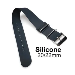 20mm 22mm Silicone Watch Strap for Samsung Watch Band One Piece Loop Bracelet Soft Rubber Strap Universal Women Men's Wristband