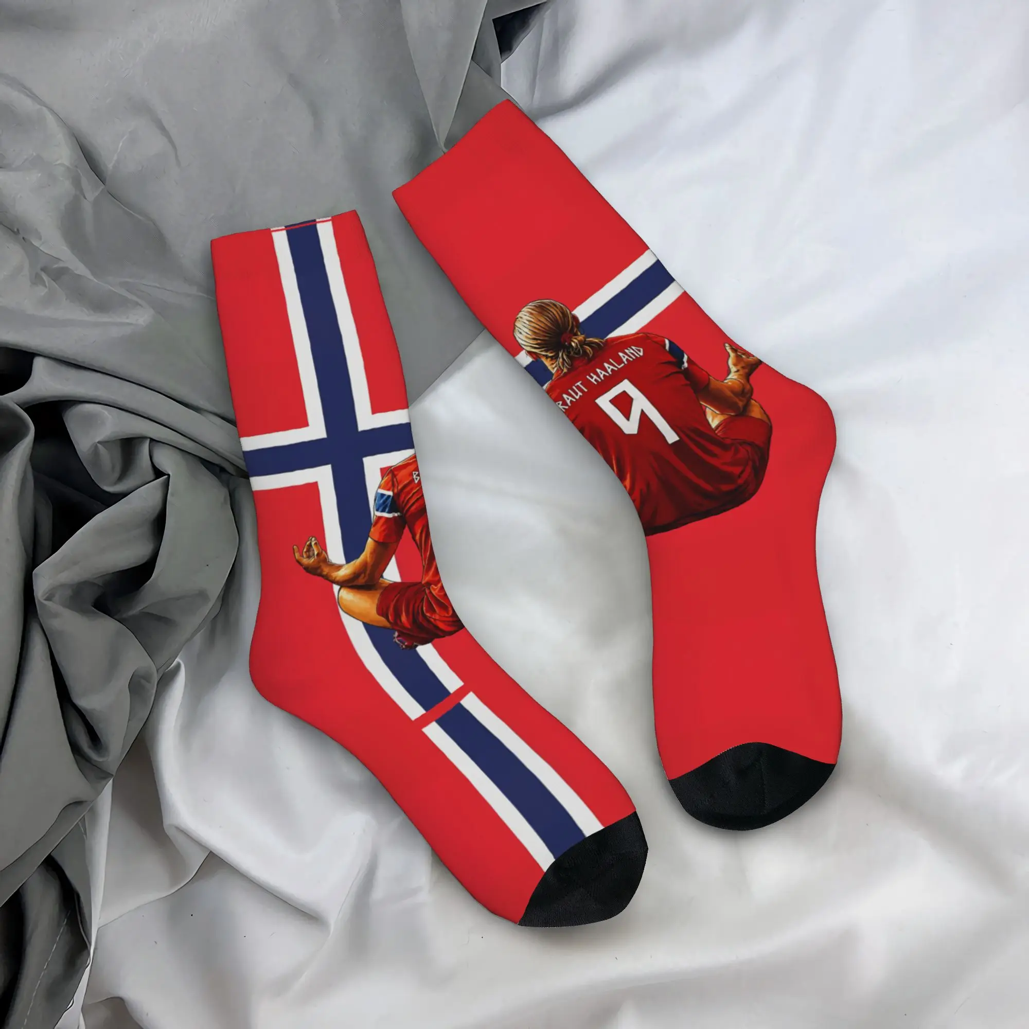 Crazy Design Haalands Basketball Socks  Polyester Middle Tube Socks for Women Men Non-slip