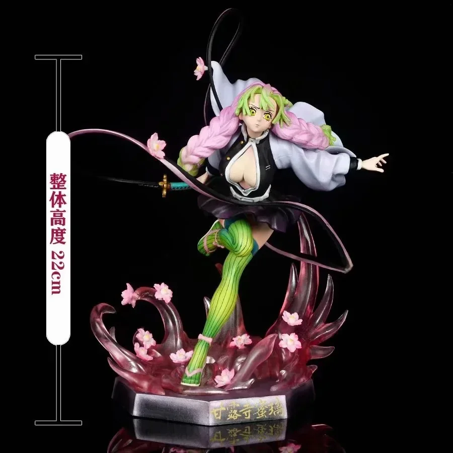 22cm anime demon slayer kanroji mitsuri combate forma figura de ação pvc modelo estátua kawaii mesa decoração boneca brinquedo presente encaixotado