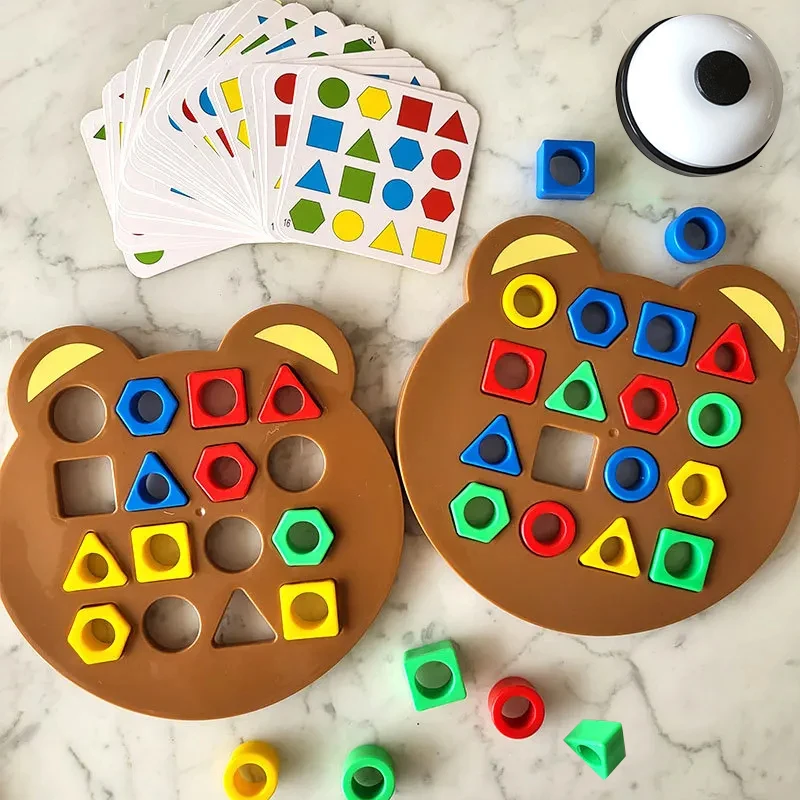 DIY Geometric Shape Color Matching Puzzle Montessori Educational Toys Board Games Interactive Battle Game Toys For Children Gift