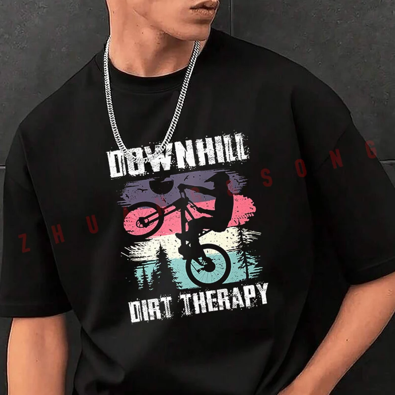 

Downhill Dirt Therapy T-shirt Male Brand Tee Shirt Men Summer T Shirts Casual High Quelity O-neck Tees