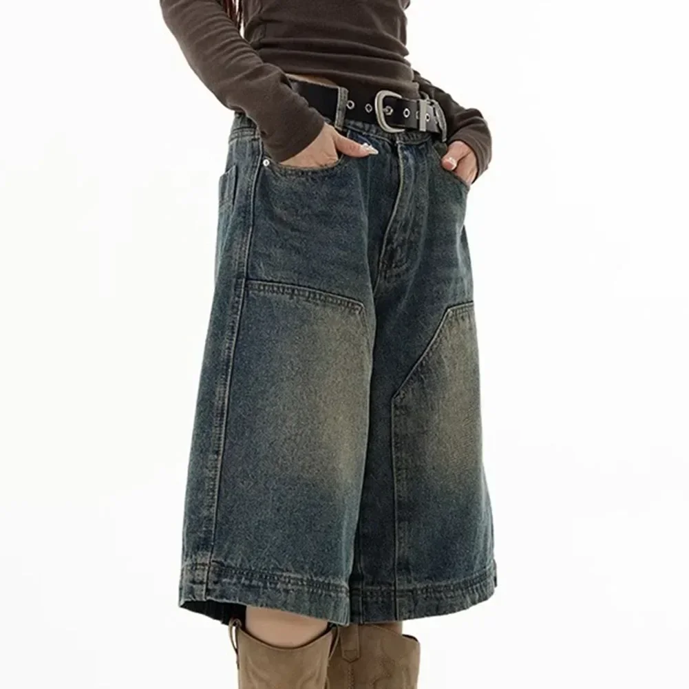 

Fashion Jeans Casual Men Shorts Beach Wear Slight Stretch Vacation Apparel Washed Fabric Daily Wear Men's Clothing