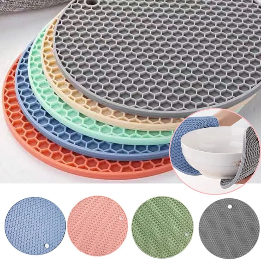 Kitchen Pots Heat Resistant Mat Silicone Trivet Mat Round Shape Durable Silicone Hot Pads Heat Resistant Non-slip Pad