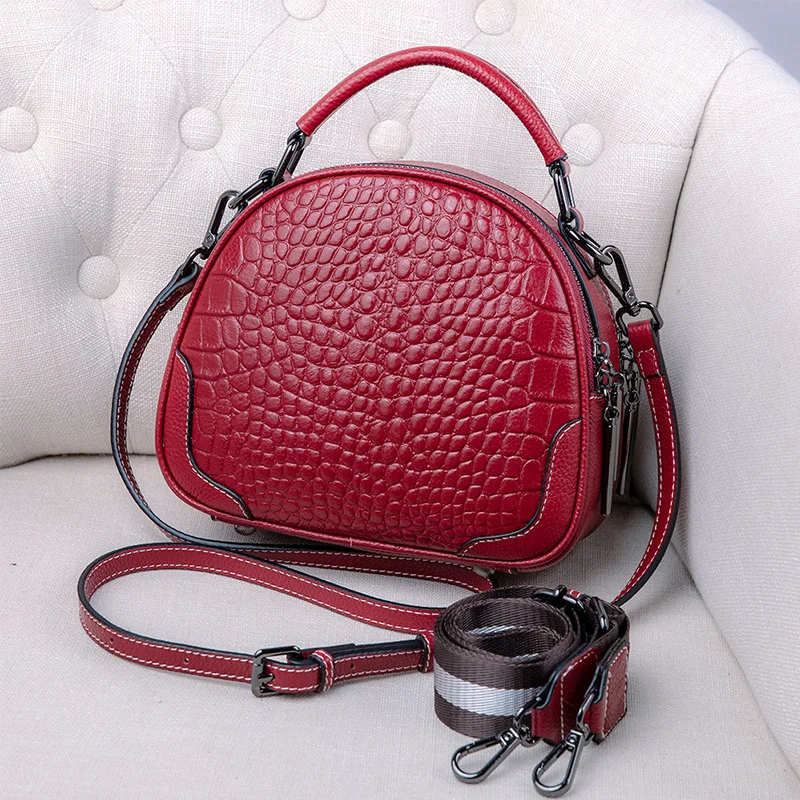 MOTAORA Women Crocodile Shoulder Bag 2024 New Genuine Leather Top-handle Bag Ladies Luxury Design Small Round Bags For Female