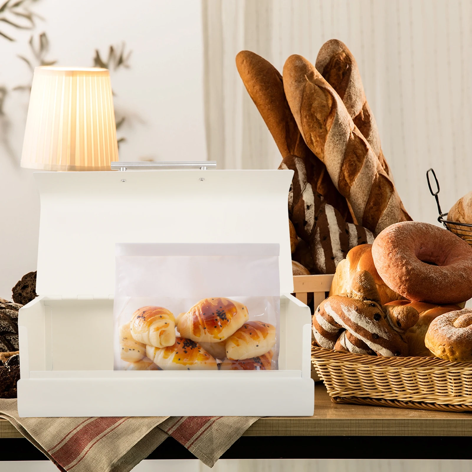 

Kitchen Storage Box Metal Holder Container Bin for Countertop Baked Goods Loaf Box Household Bread Storage Multi-Function Bread
