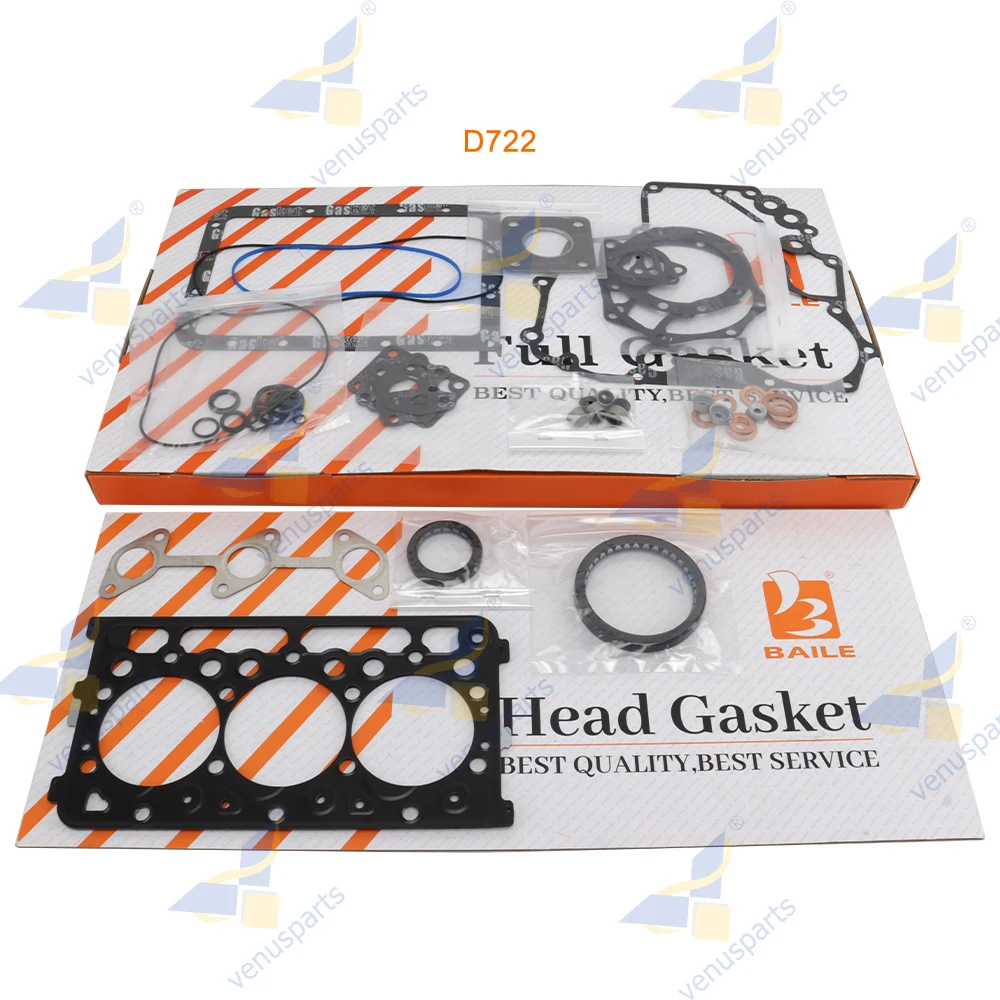 D722 Piston +Full Gasket Set Kit For Kubota Engine Parts Overhaul Rebuild Kit 16851-21114 D722EBH D722E