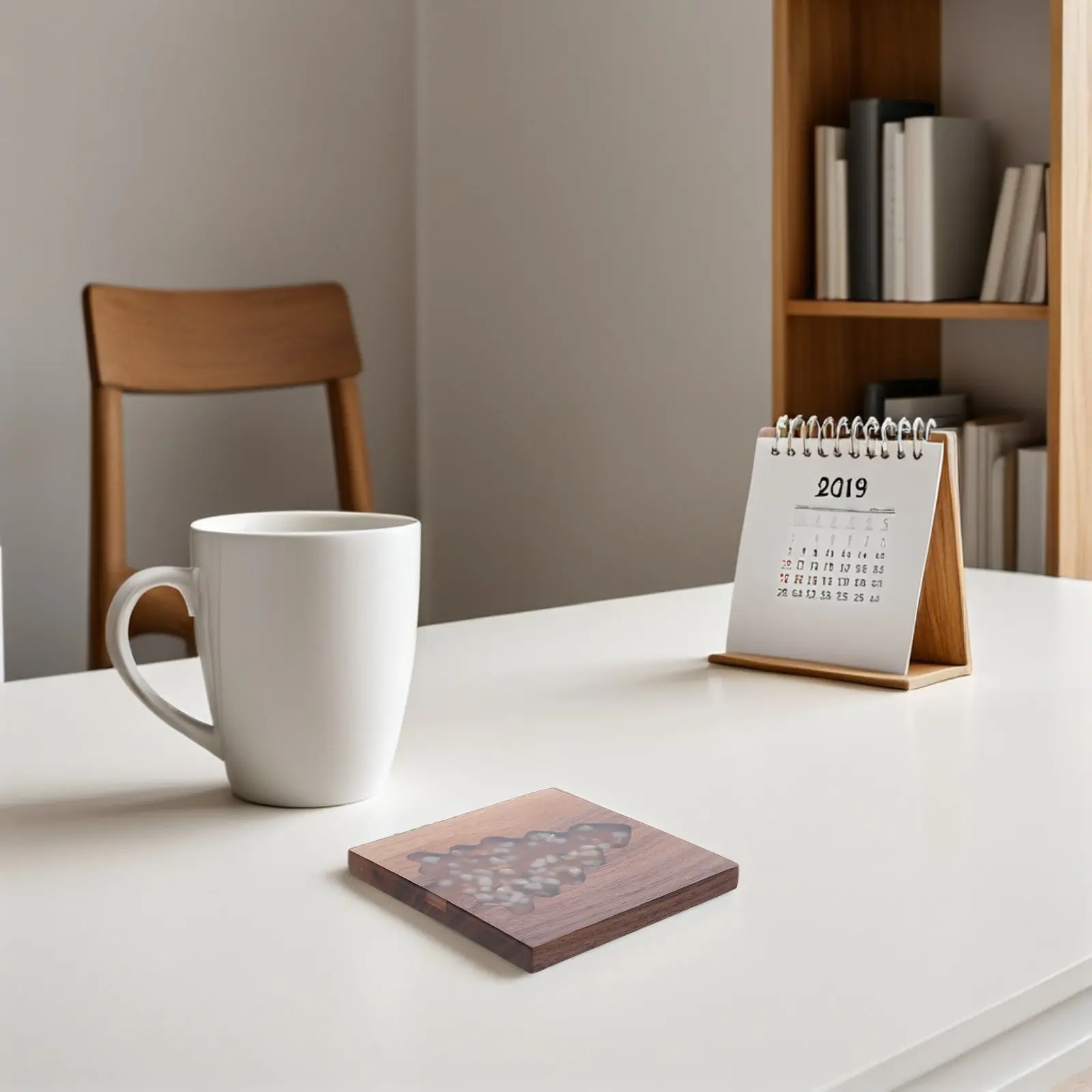 Christmas Tree Wood Square Coaster Heat Resistant Cup Mat Tea Coffee Drinks Holiday Table Decor Party Gathering