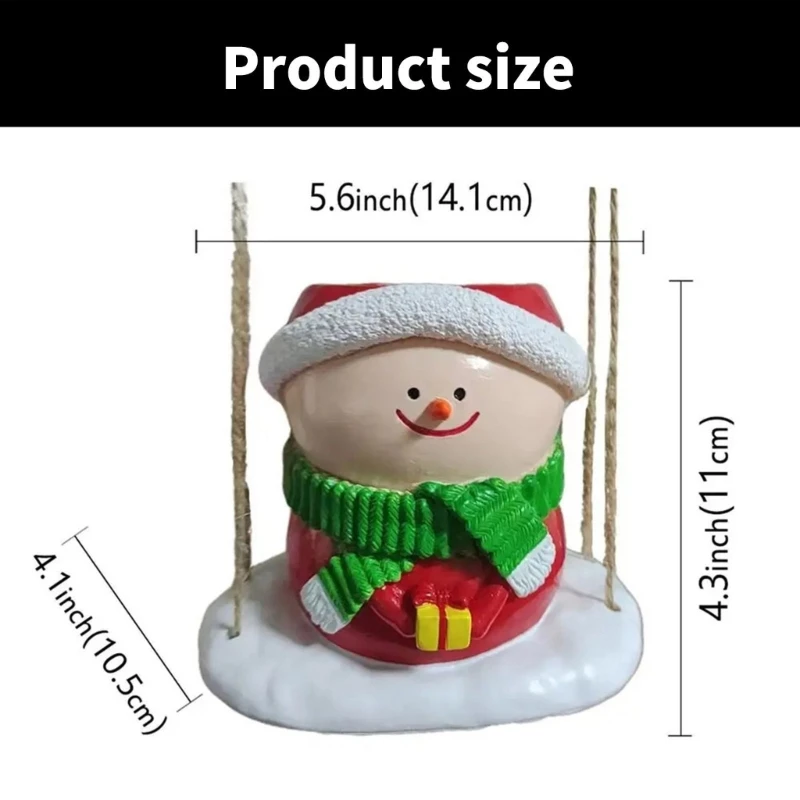 Macetas colgantes muñeco nieve con columpio navideño, bonitas macetas flores para interiores y exteriores