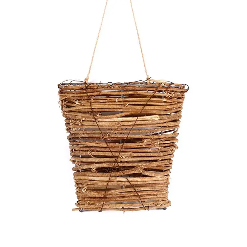 A33R-Door Decoration Flower Arrangement Small Flower Basket Rattan Basket Pendant Interior Decoration Easy Install