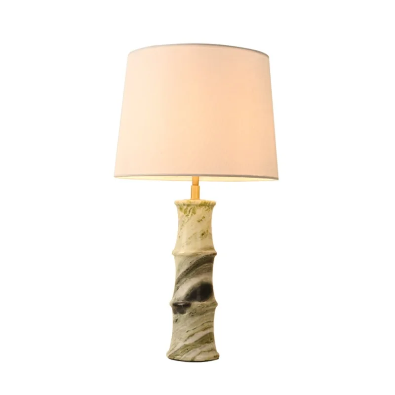 

Light luxury green texture marble bamboo table lamp simple creative decoration linen petty bourgeoisie