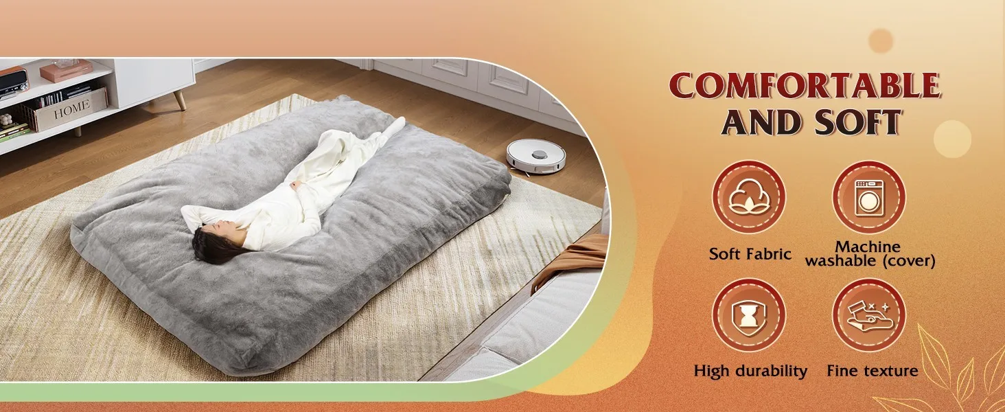 أرائك بين باج كرسي بين باج قابل للتحويل، مرتبة أرضية قابلة للطي للأطفال والكبار، جلوس مريح