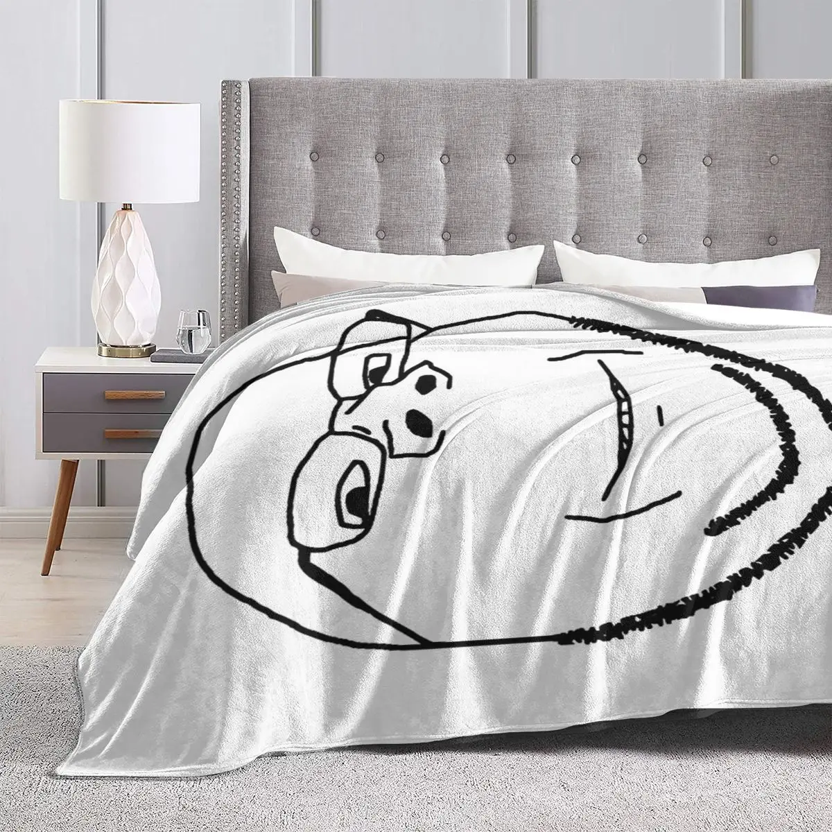 Smiling Wholesome Wojak Soyjak Blankets Soft Warm Flannel Throw Blanket Plush for Bed Living room Picnic Travel Home Sofa