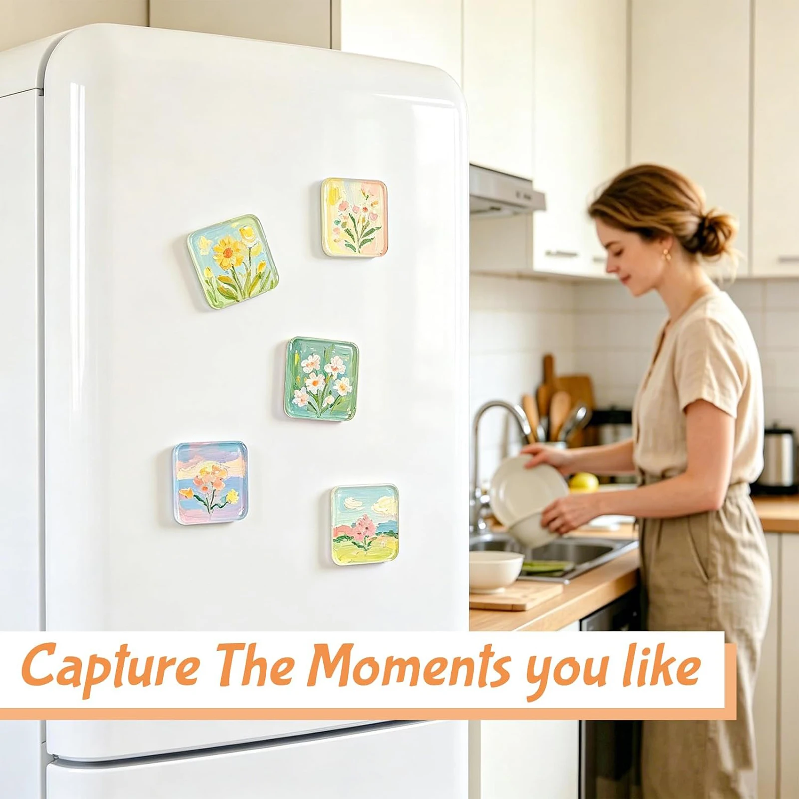 Transparent Acrylic Fridge Magnets for Home Decor DIY Craft Enthusiasts 20pcs Clear Square Magnetic Photo Stickers Durable