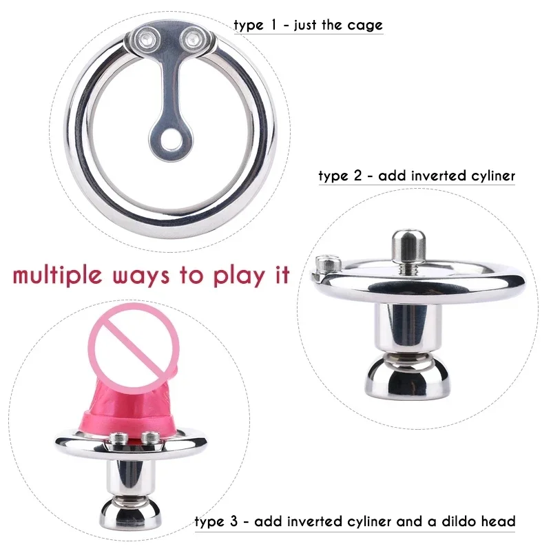 Bdsm정조대Invert Chastity Cage with Skin Dildo CBT Game Play Erect Denial Sissy Metal Negative Cock Ring Urethral Sex Tooys for Man