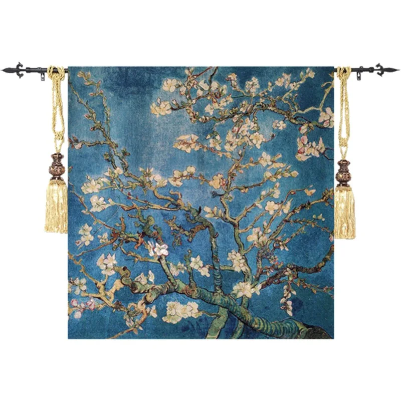 Van Gogh Apricot Flower Tapestry Goblin Obson Tapestry Wall Carpet 100*100CM