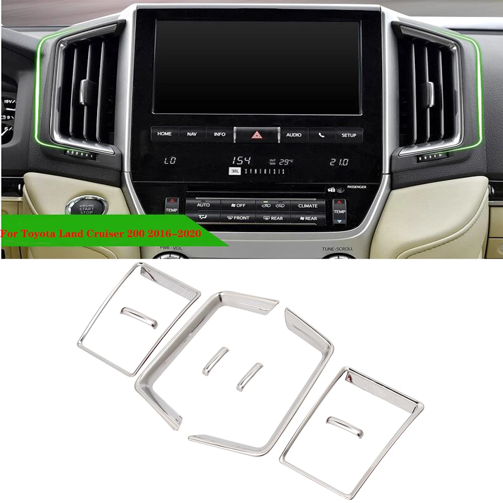 Stainless Steel air conditioning vent AC outlet decorative frame cover trim For 2016-2020 Toyota Land Cruiser 200 LC200