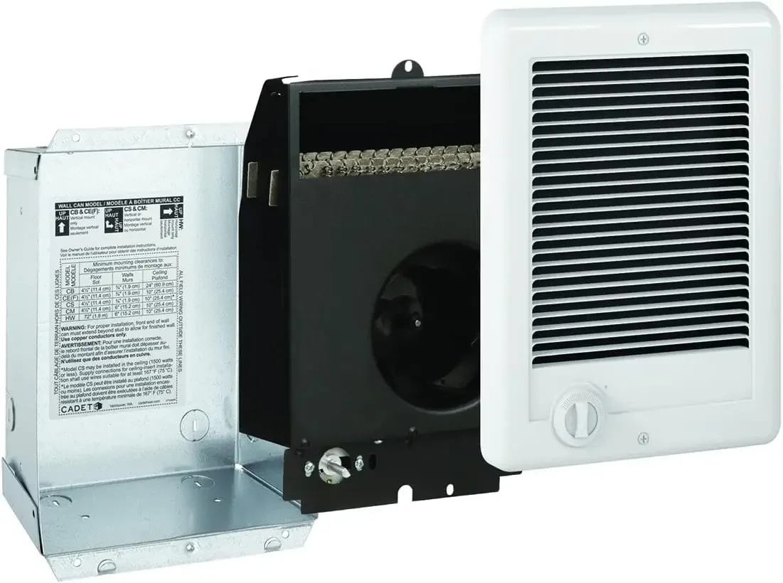 Cadet com-pak-calentador eléctrico de pared, Unidad completa con termostato (modelo: CSC101TW, parte: 67508),3412 BTU, 120 Voltios, 1000 vatios, blanco