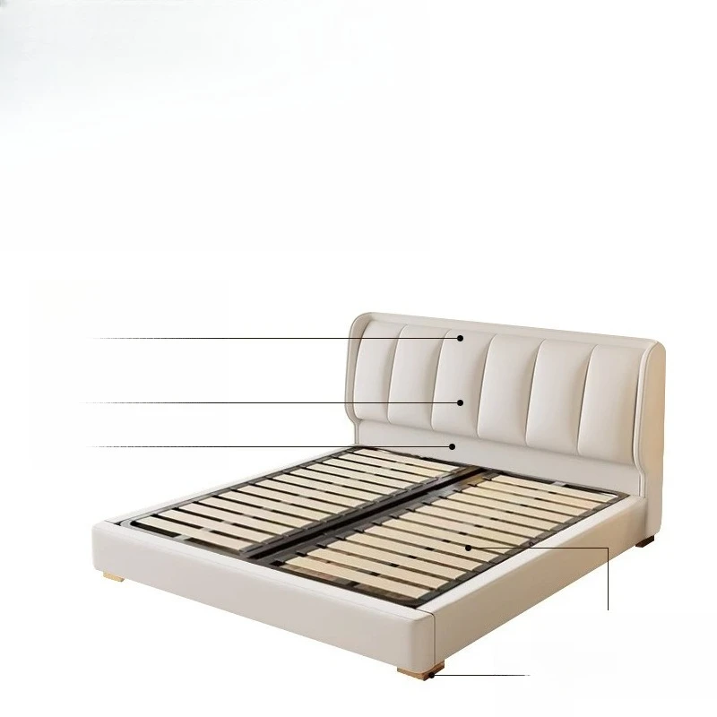 

Italian minimalist high box storage bed, Motu Caesar matte cloth master bedroom soft bag floor double bed