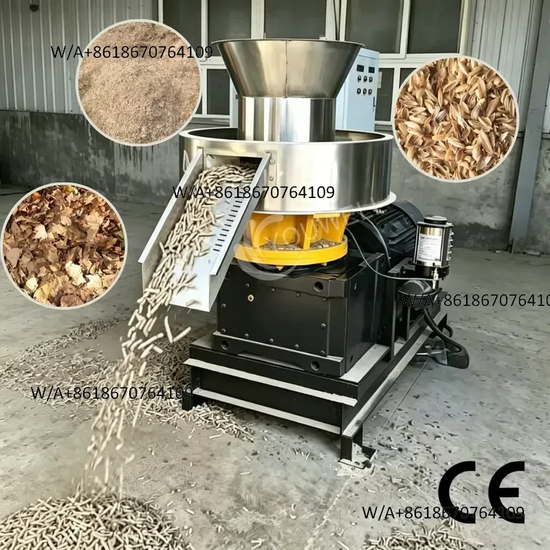 Industrial Stainless Steel 1.5t/h Wood Sawdust Rice Husk Ring Die Automatic Biomass Pellet Machine Gearbox Reducer Pure Motor