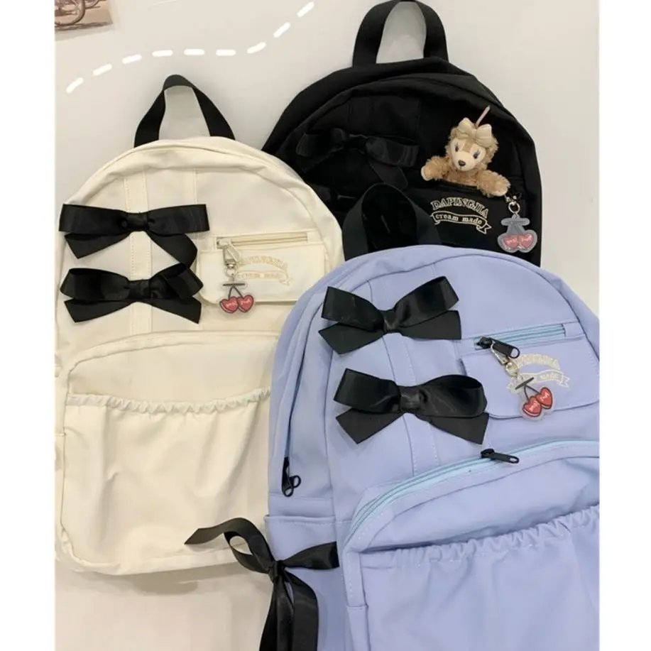 Miyagawa Japanese Ins Cute Girl Bow Backpack for Middle School Students High School Students High-capacity Backpacks