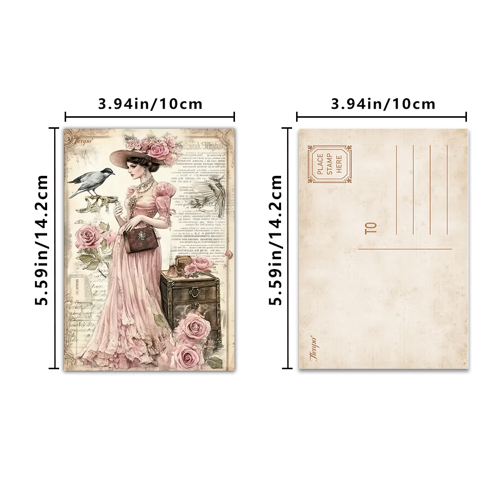 32pcs, Vintage Fashion Women's Postcards, Birthday/Anniversary Gifts, Collectibles, Suitable for Gift Giving, Can Be Mailed.