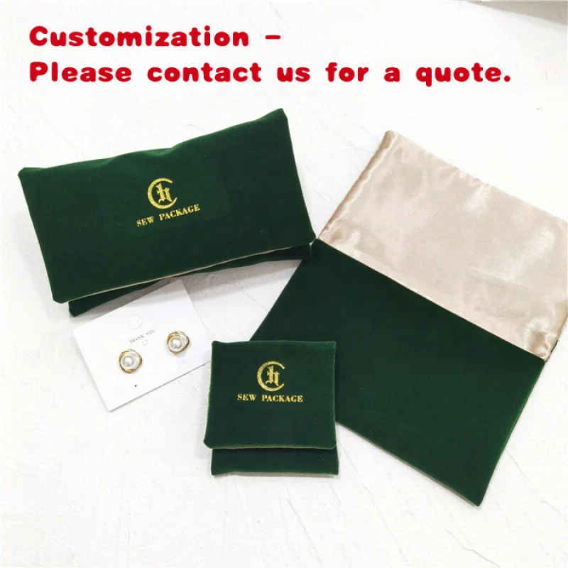 

Роскошный бархатный конверт на заказ, сумка для ювелирных изделий с клапаном и атласным мешком для пыли