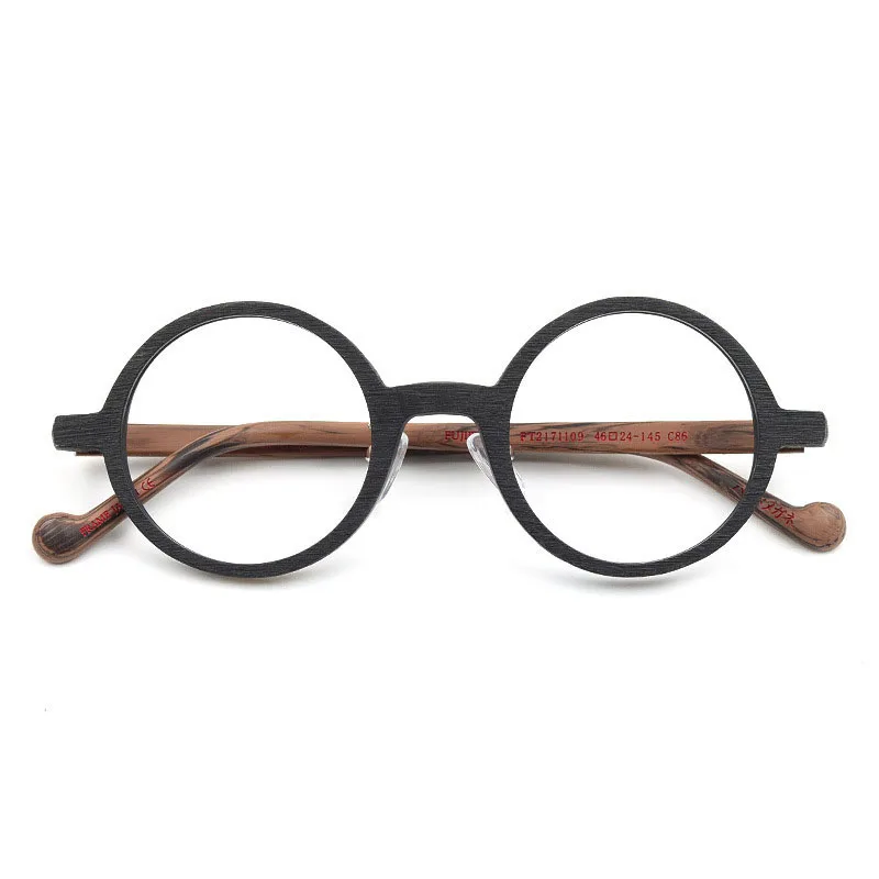 Eyeglass Frames Round Acetate Retro Wood Texture Japan Style Prescription Man Women\'s Glasses Frame Optical Lenses Eyewear