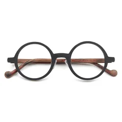 Eyeglass Frames Round Acetate Retro Wood Texture Japan Style Prescription Man Women's Glasses Frame Optical Lenses Eyewear